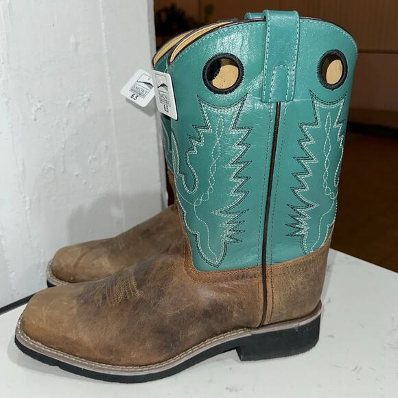 Smoky Mountain Girls' Turquoise/Brown Pueblo Western Boots Square Toe, Size 6.5Y - Picture 7 of 8